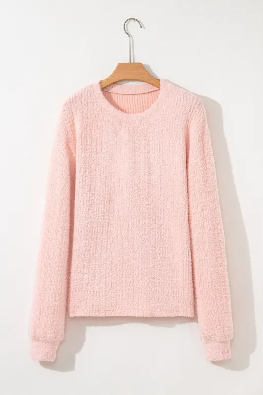 Ivy Fuzzy Ribbed Texture Long Sleeve Top sold by Threaded Pear