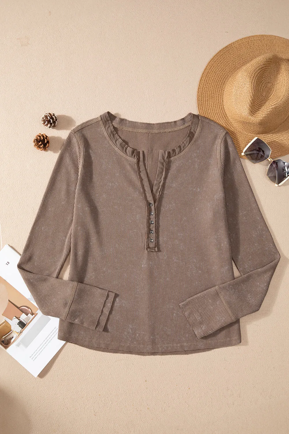 Zahra Waffle Knit Neckline Long Sleeve Top sold by Threaded Pear product image thumbnail 3