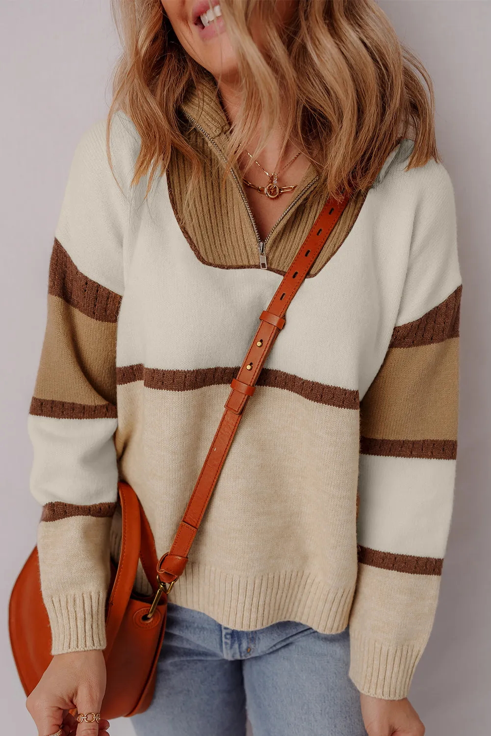 Guinevere Zipped Collared Pullover Sweater sold by Threaded Pear product image thumbnail 4