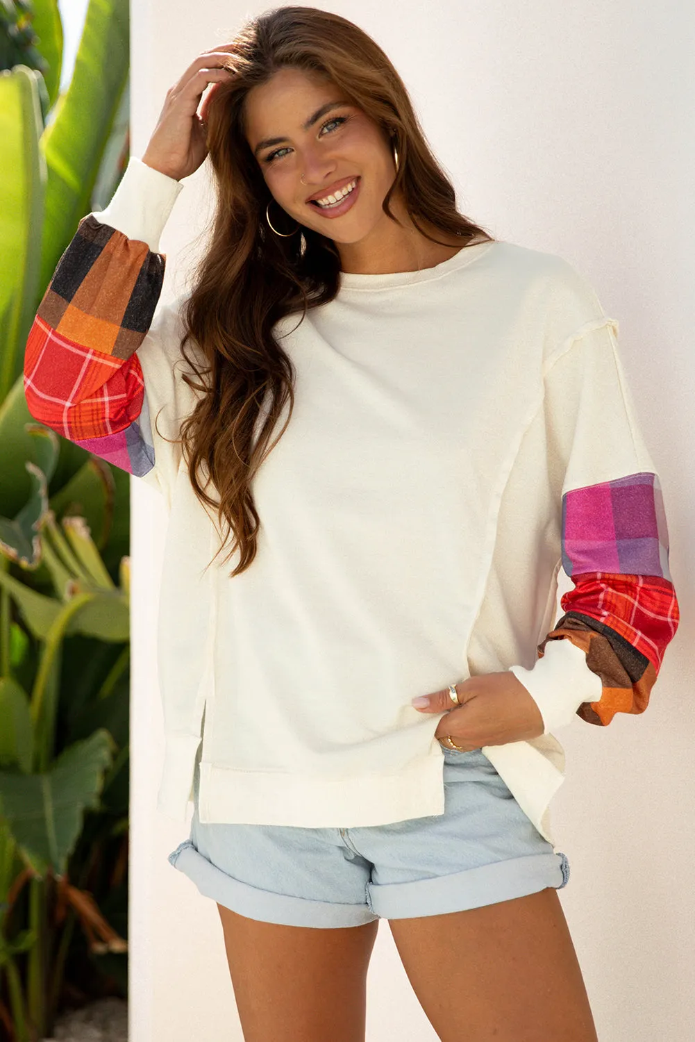 Anika Seam Patchwork top Long Sleeve Top sold by Threaded Pear