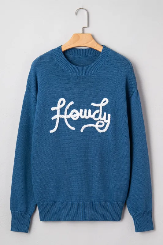 Emiyra Embroidered Graphic Western Sweater made by Threaded Pear
