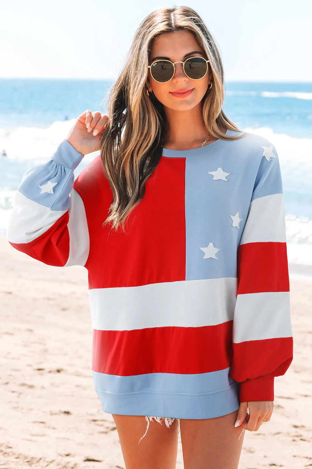 Simone Flag Vintage Oversized Pullover sold by Threaded Pear