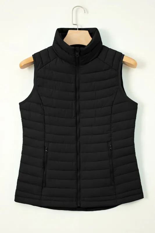 Harper Quilted Zipped Puffer Vest made by Threaded Pear