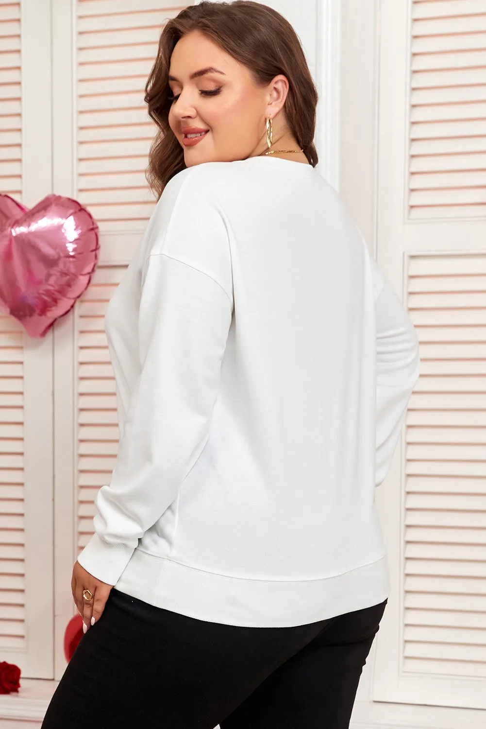 Beige Big Bow Accent Plus Size Drop Shoulder Sweatshirt sold by Threaded Pear product image thumbnail 2