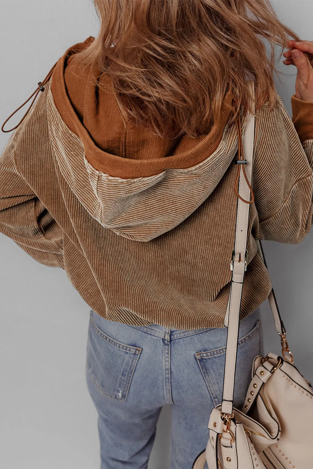 Abigail Kangaroo Drawstring Corduroy Hoodie sold by Threaded Pear product image thumbnail 2