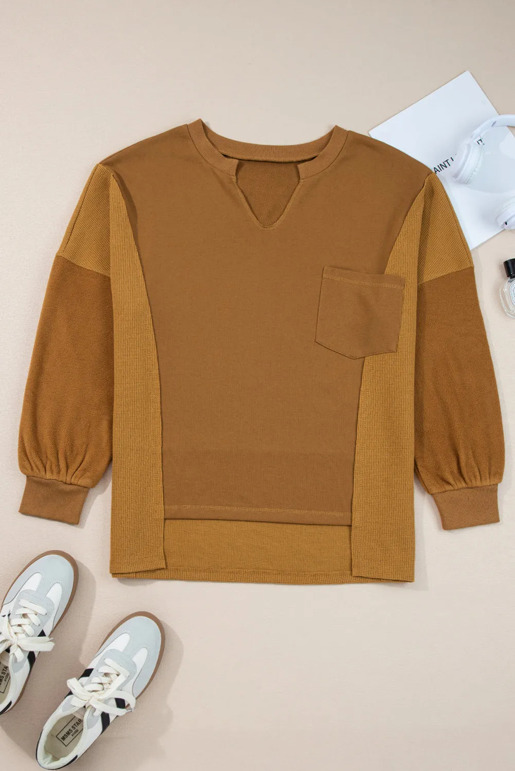 Isabella High Low Patchwork Sweatshirt sold by Threaded Pear