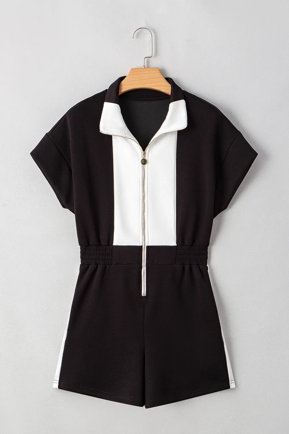 Olivia Patchwork Zip Front Romper sold by Threaded Pear
