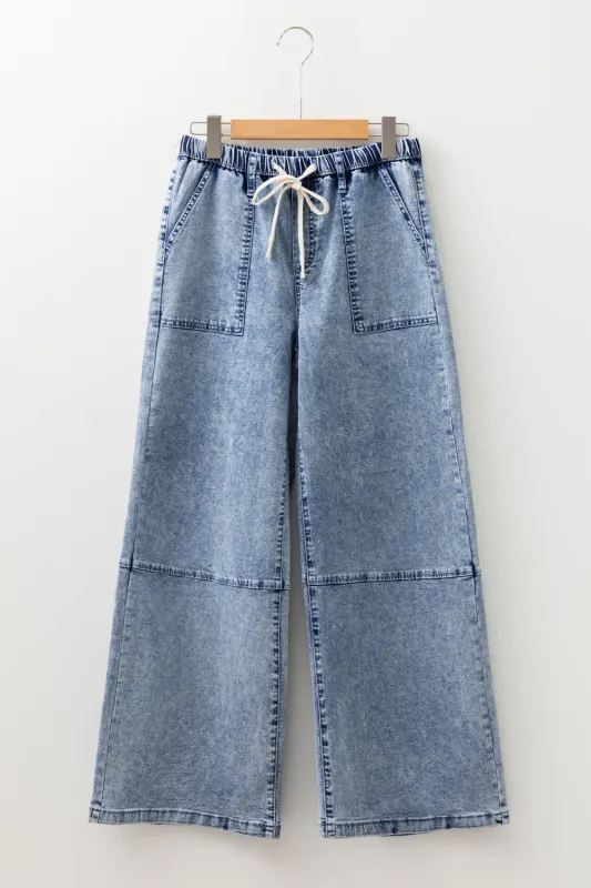 Abigail Drawstring Elastic Waistband Jeans made by Threaded Pear