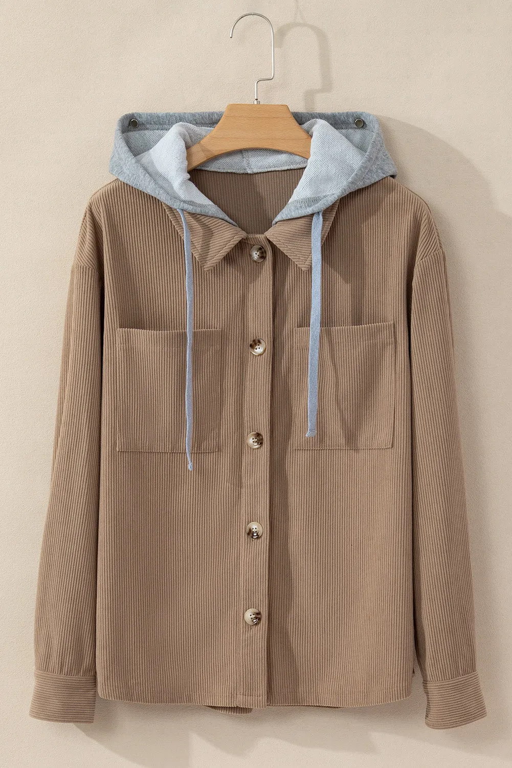 Isabella Hooded Drawstring Corduroy Shacket sold by Threaded Pear product image thumbnail 4