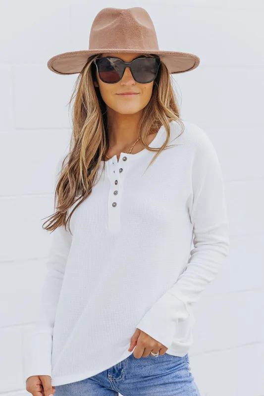 Harper Waffle Knit Henley Top sold by Threaded Pear