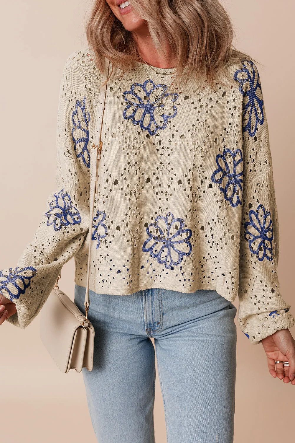 Harper Eyelet Drop Shoulder Sweater sold by Threaded Pear product image thumbnail 4