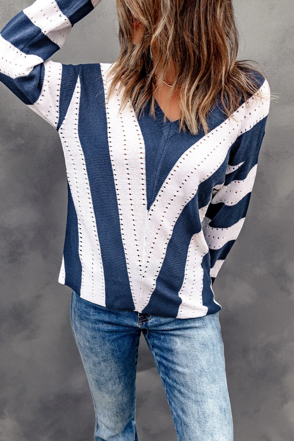 Eleanor Striped Colorblock Knitted Sweater sold by Threaded Pear product image thumbnail 5