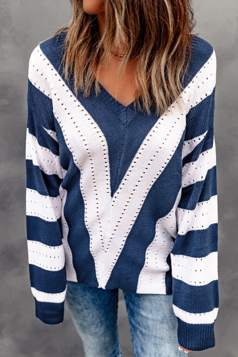 Eleanor Striped Colorblock Knitted Sweater sold by Threaded Pear product image thumbnail 4