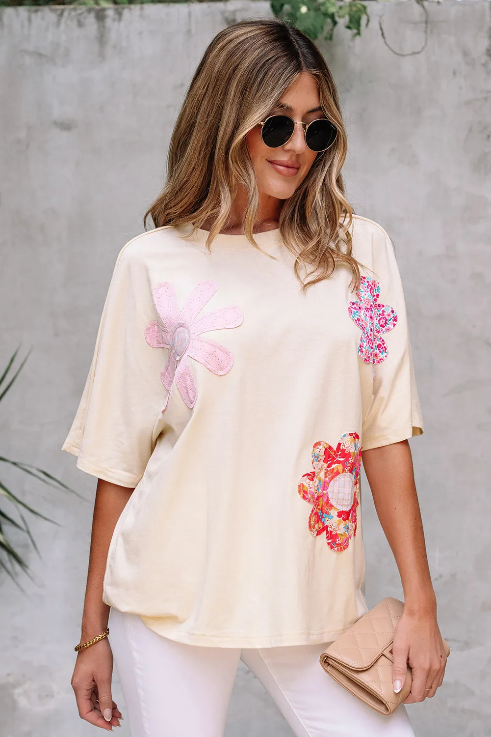 Hannah Flower Patched Loose Top sold by Threaded Pear product image thumbnail 4