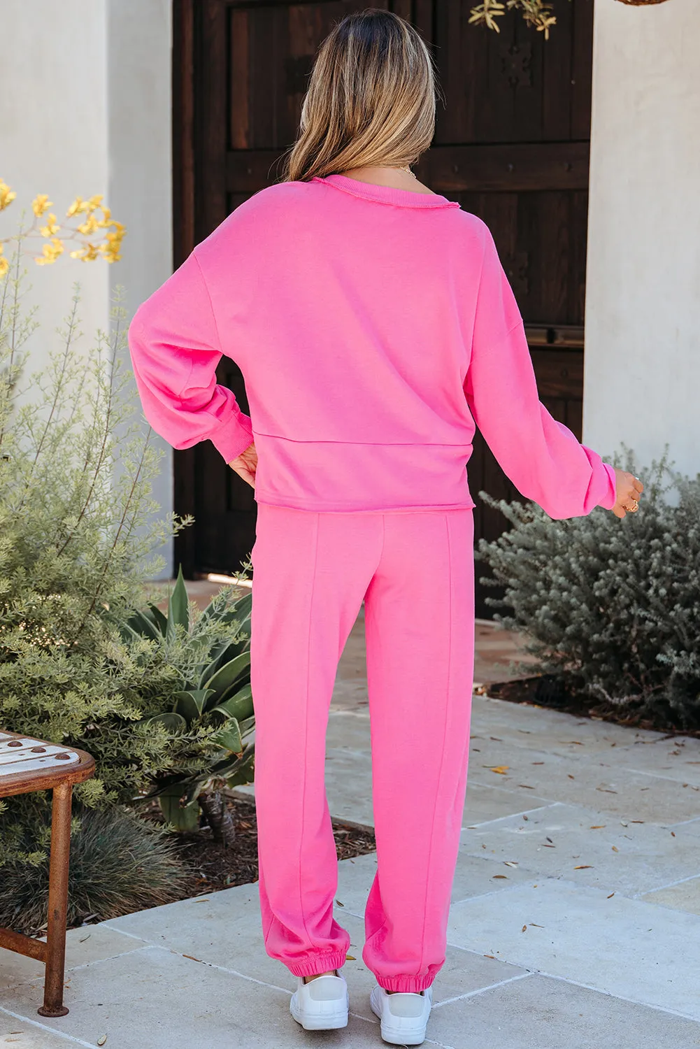 Vera Raw Edge Half Buttons Pullover and Jogger Pants Set sold by Threaded Pear product image thumbnail 2
