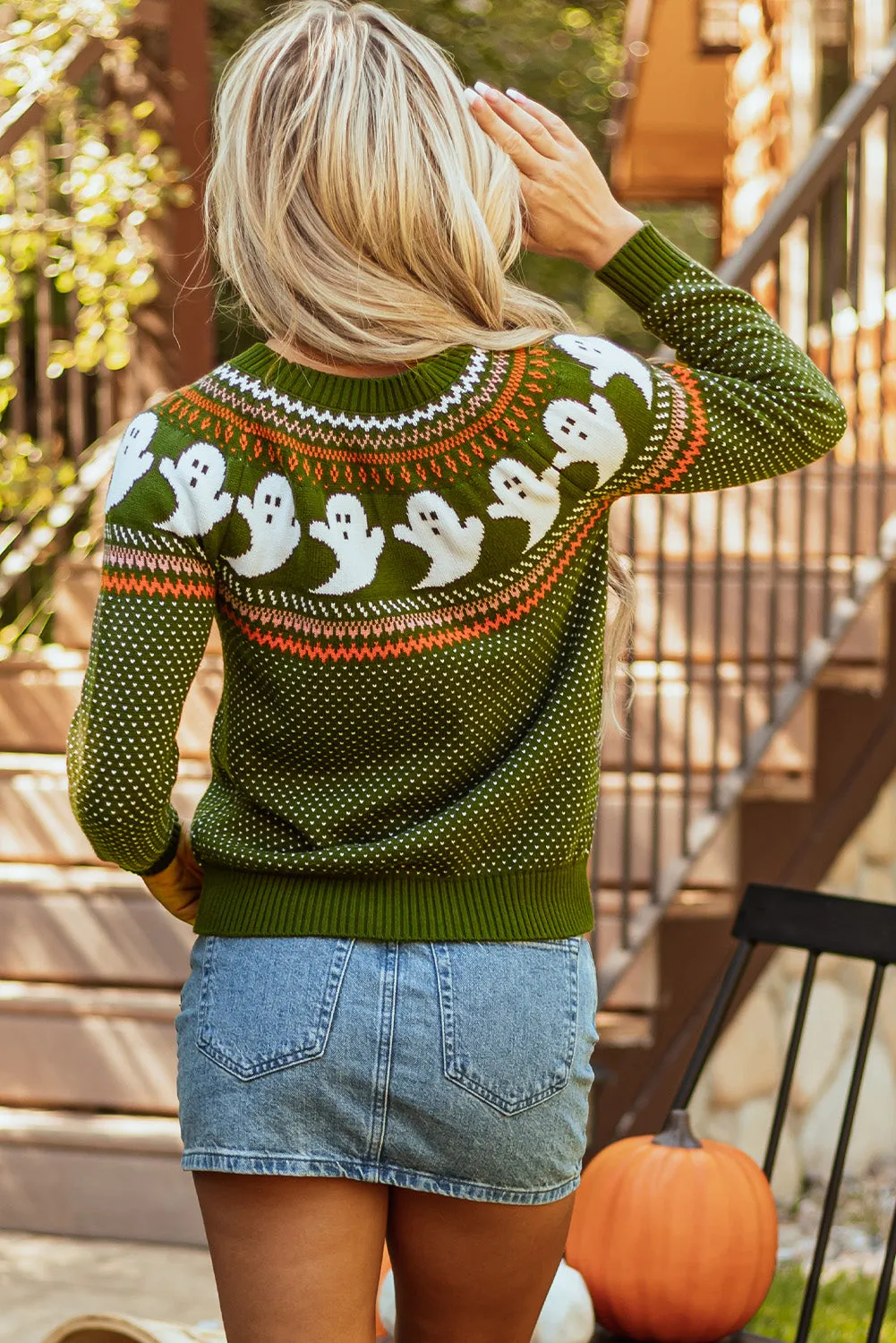 Kaylee Halloween Ghost Pattern Sweater sold by Threaded Pear product image thumbnail 2