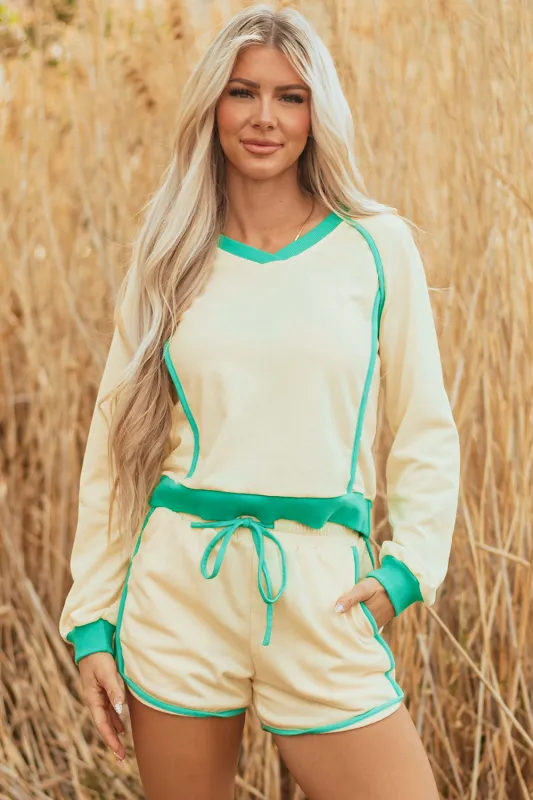 Wren Long Sleeve Pullover and Drawstring Shorts Outfit sold by Threaded Pear