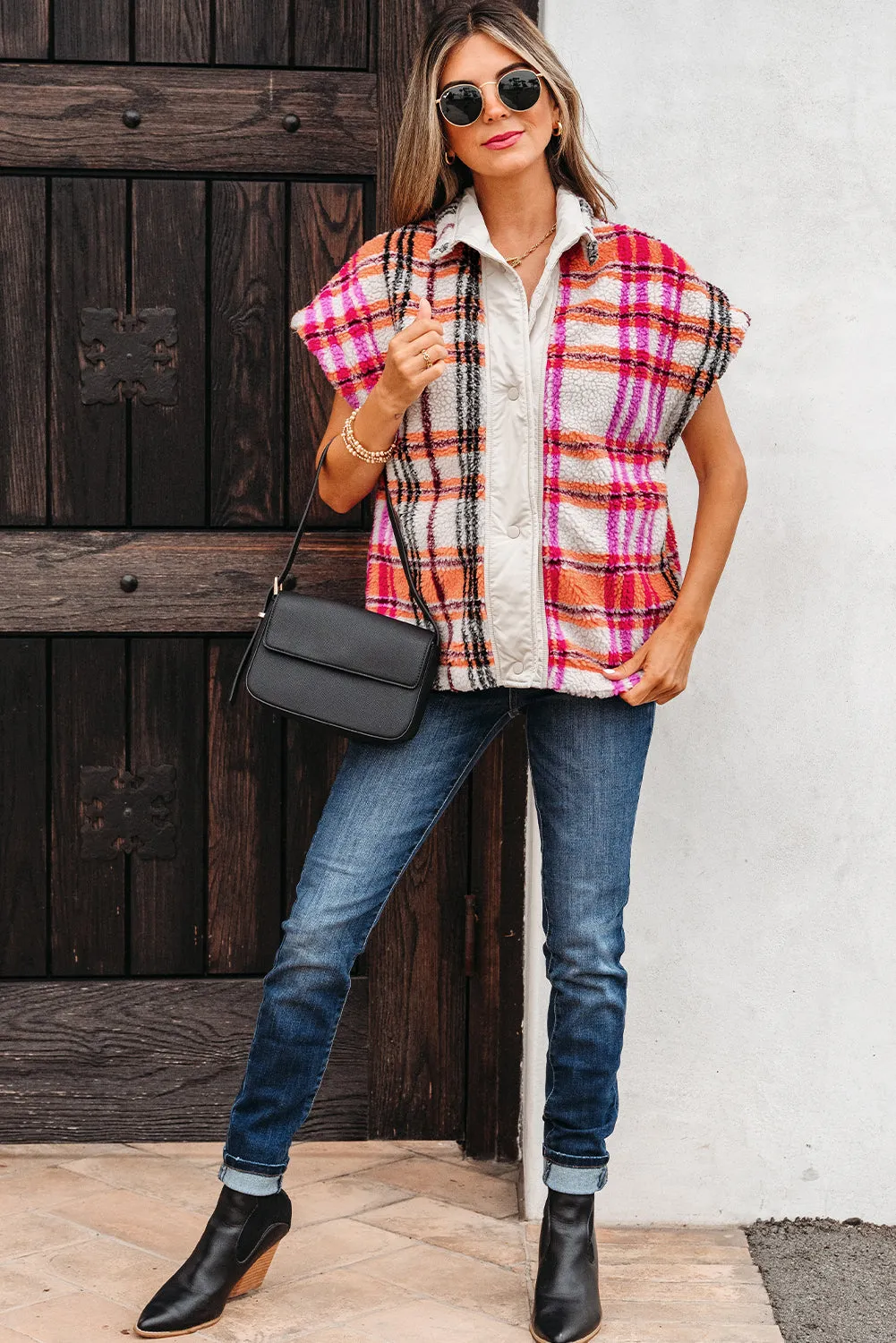 Molly Sherpa Plaid Jacket Vest sold by Threaded Pear product image thumbnail 4