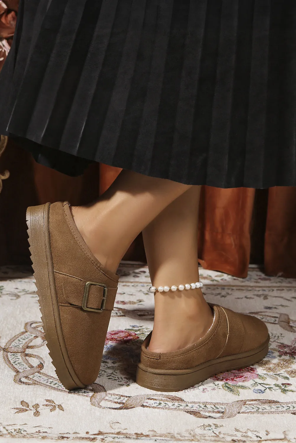 Jasmine Faux Suede Buckle Strap Detail Winter Slippers sold by Threaded Pear product image thumbnail 3