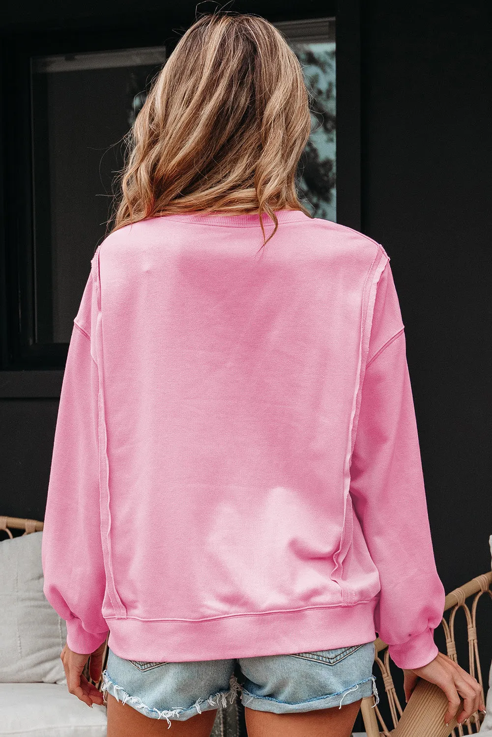 Brianna Lace Bow Embroidered Exposed Seam Sweatshirt sold by Threaded Pear product image thumbnail 2