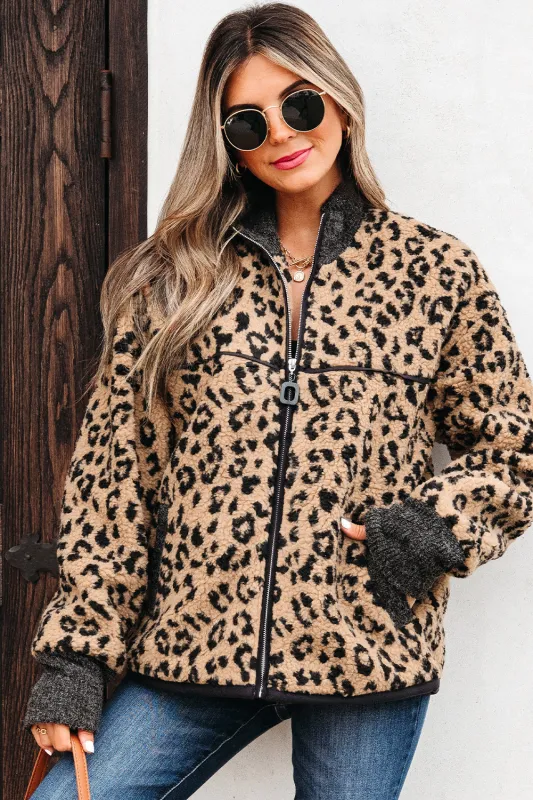 Sloane Leopard Zip Up Pocket Jacket sold by Threaded Pear
