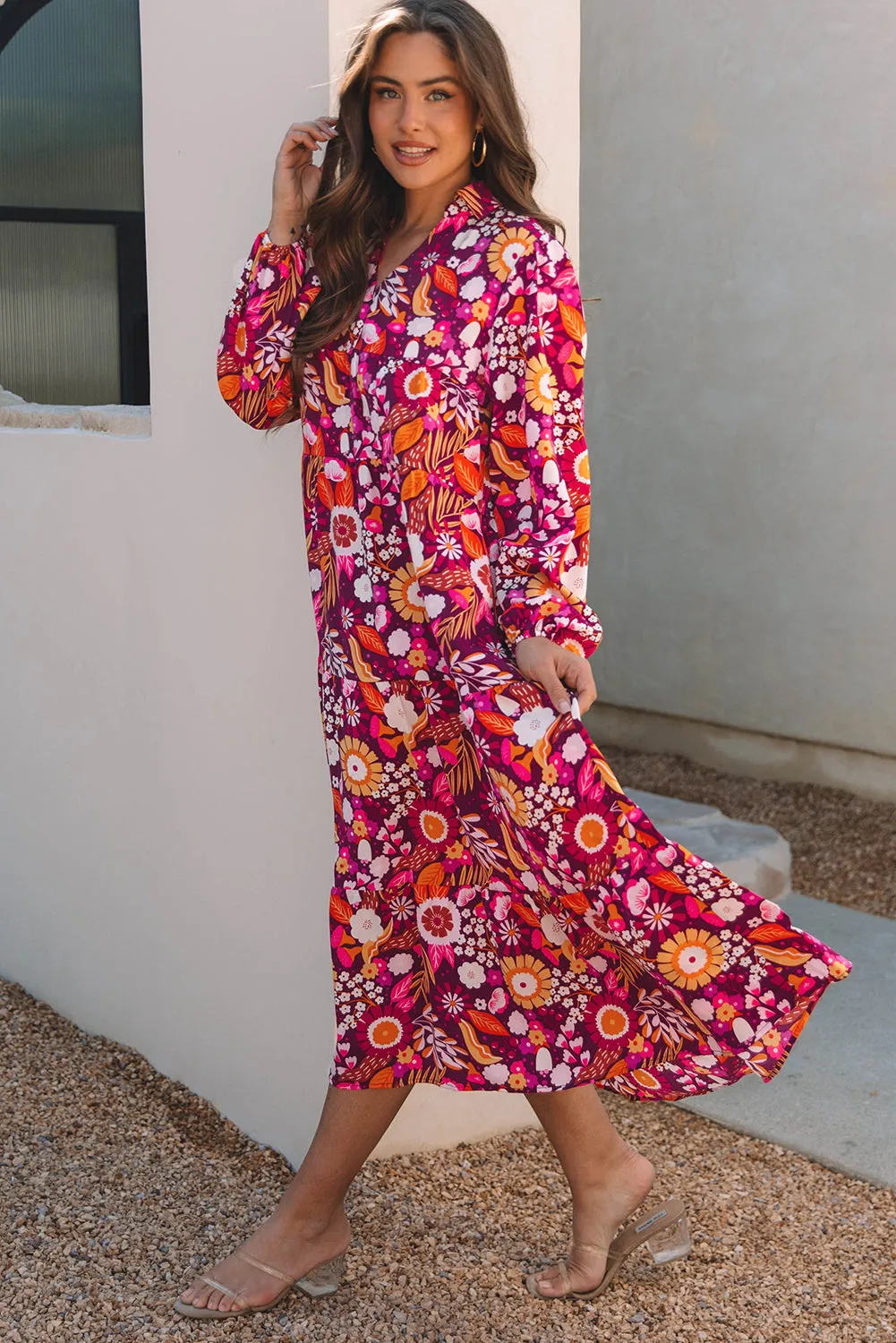 Alina Collared Tiered Long Dress sold by Threaded Pear product image thumbnail 3