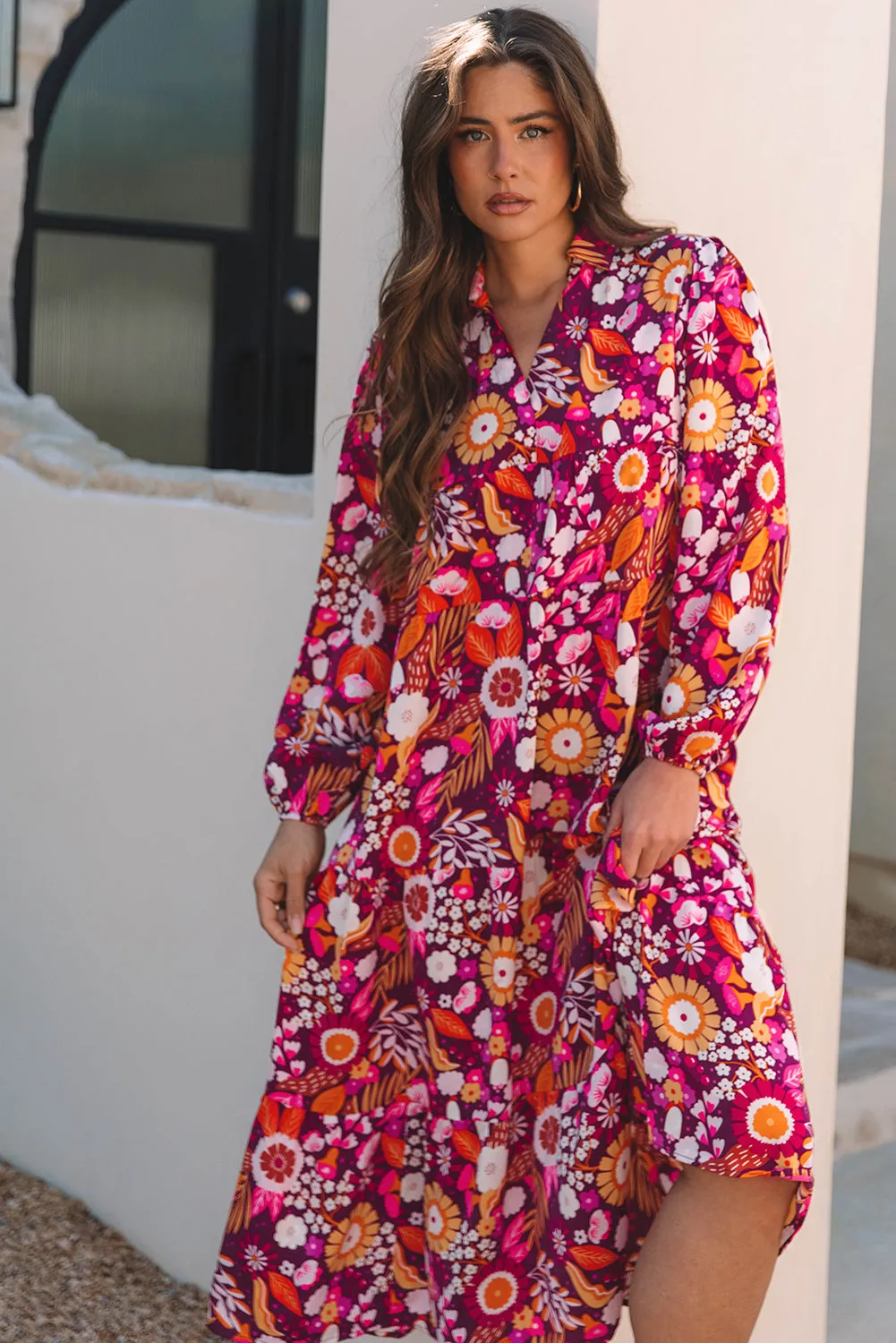 Alina Collared Tiered Long Dress sold by Threaded Pear product image thumbnail 5