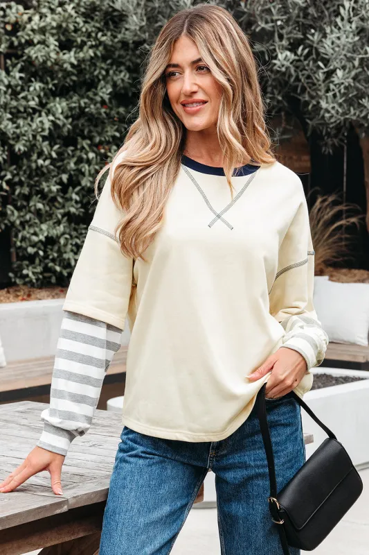 Ashley Striped Long Sleeve Two-in-one Top sold by Threaded Pear
