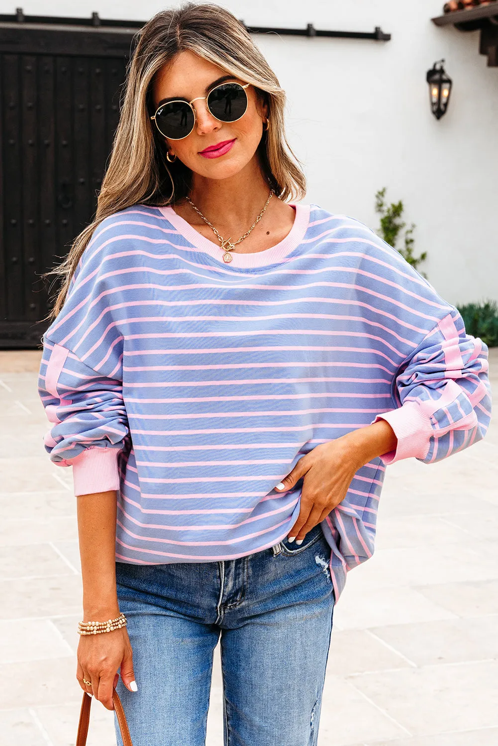 Eliza Stripe Oversize Casual Top sold by Threaded Pear product image thumbnail 3