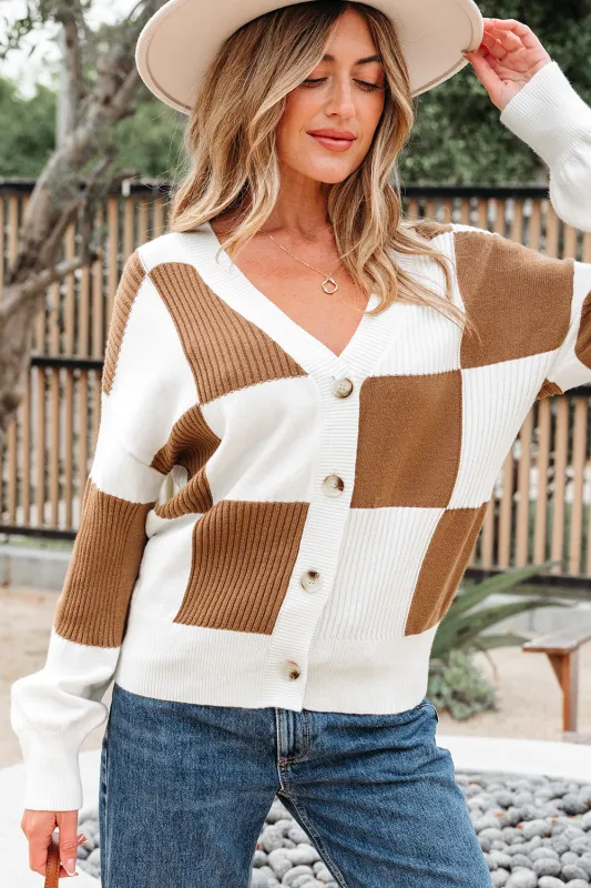 Julia Checkered Button Sweater Cardigan sold by Threaded Pear