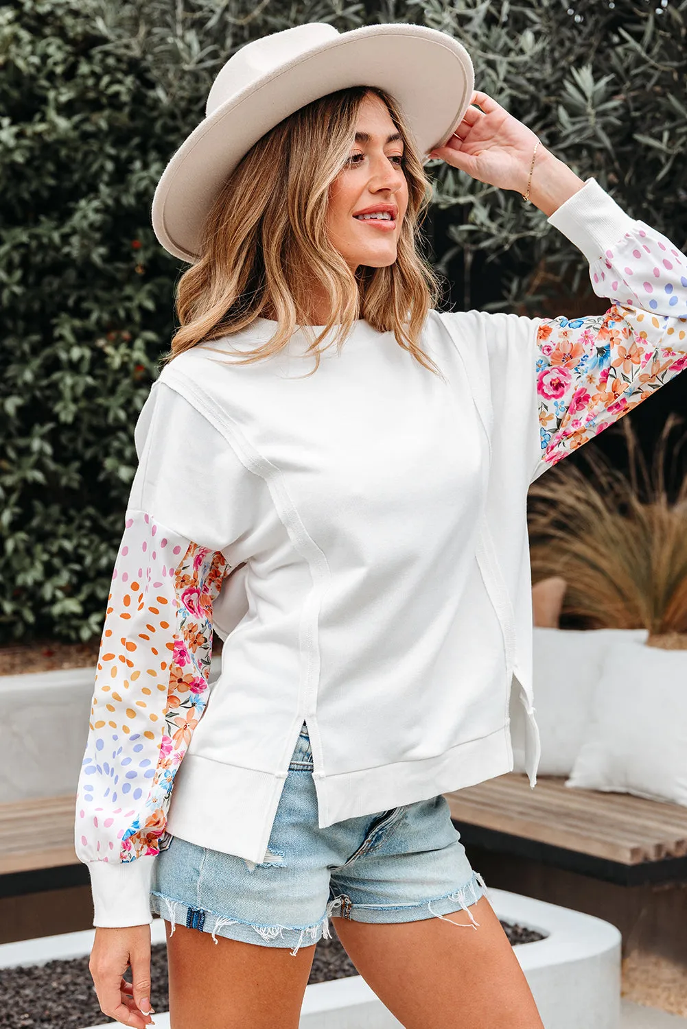 Raelynn Floral Patchwork Casual Sweatshirt sold by Threaded Pear product image thumbnail 3