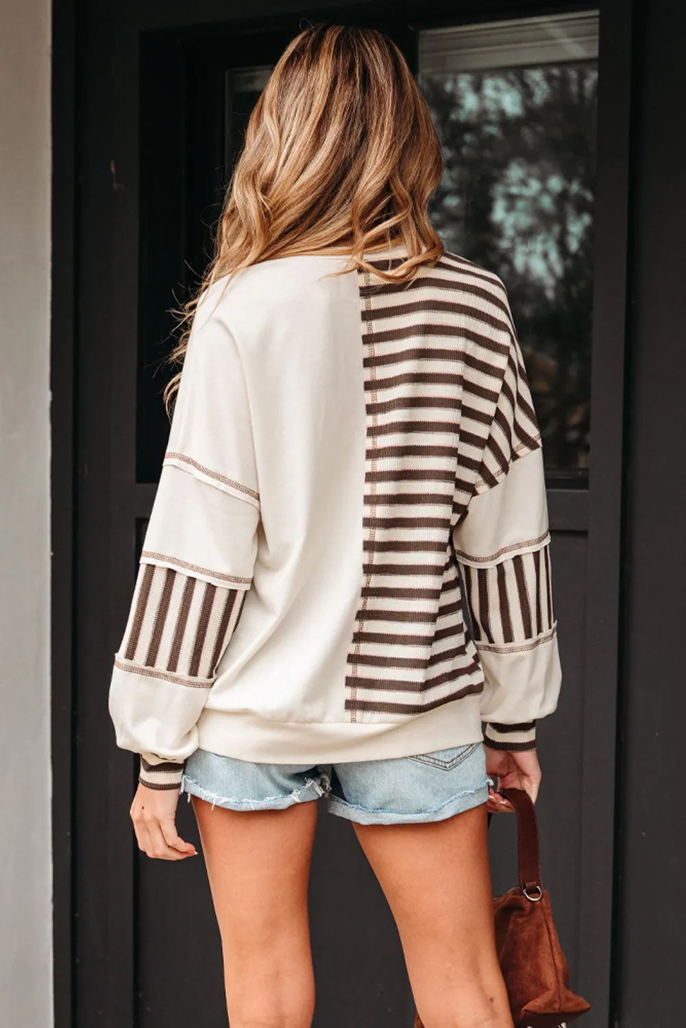 Ariana Stripe Stitched Oversized Sweatshirt sold by Threaded Pear product image thumbnail 2