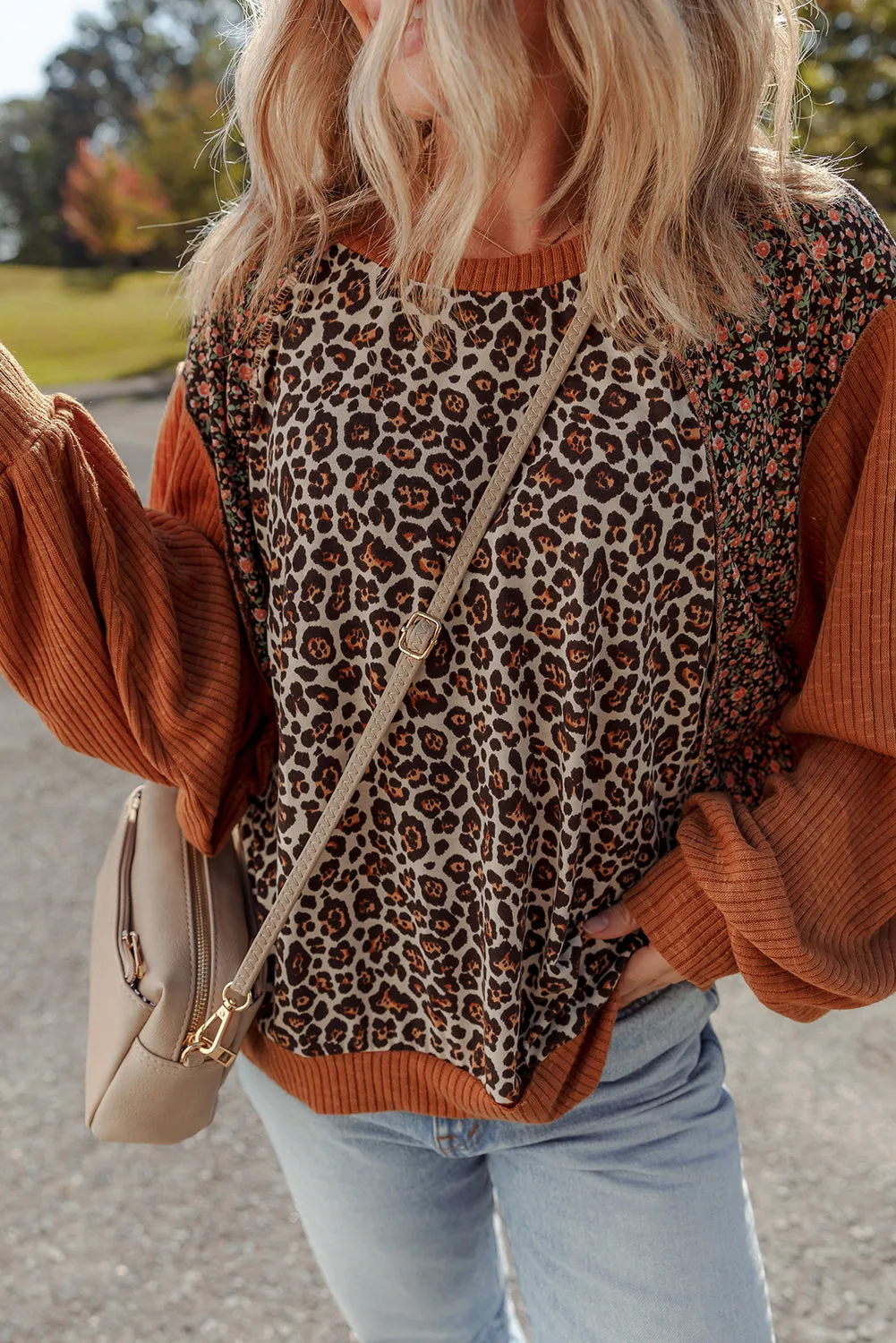 Natalie Leopard & Floral Patchwork Loose Top sold by Threaded Pear product image thumbnail 5