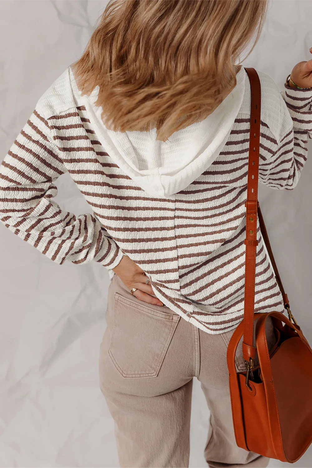 Ayla Stripe Textured Hooded Long Sleeve Top sold by Threaded Pear product image thumbnail 2