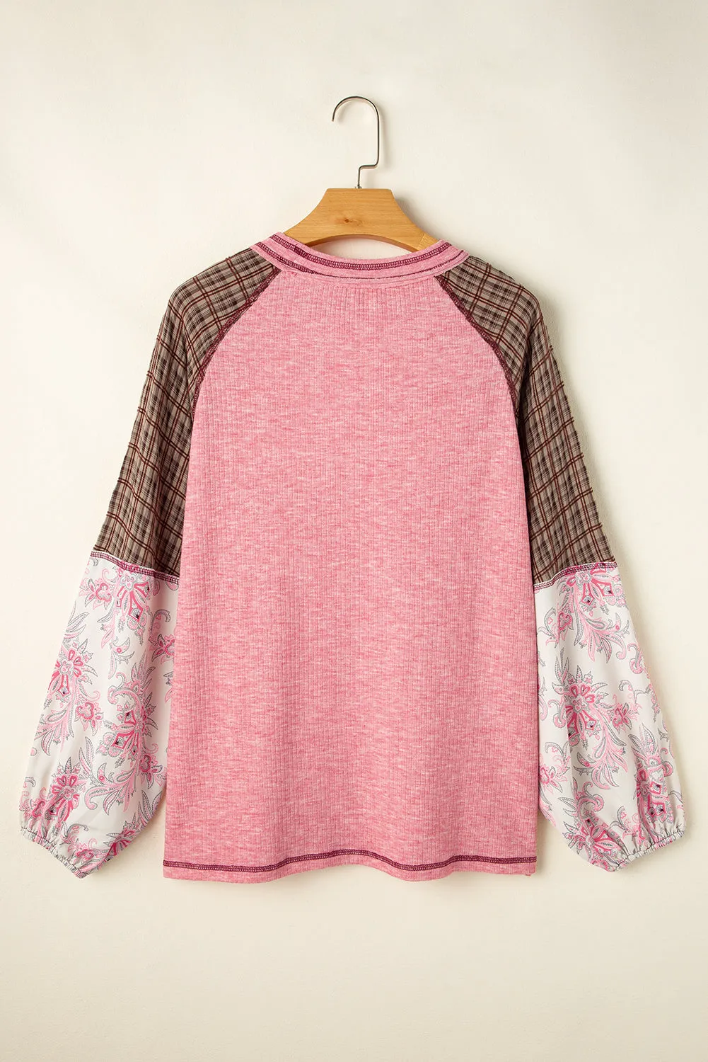 Elena Raglan Sleeve Ribbed Knit Patchwork Blouse sold by Threaded Pear product image thumbnail 4