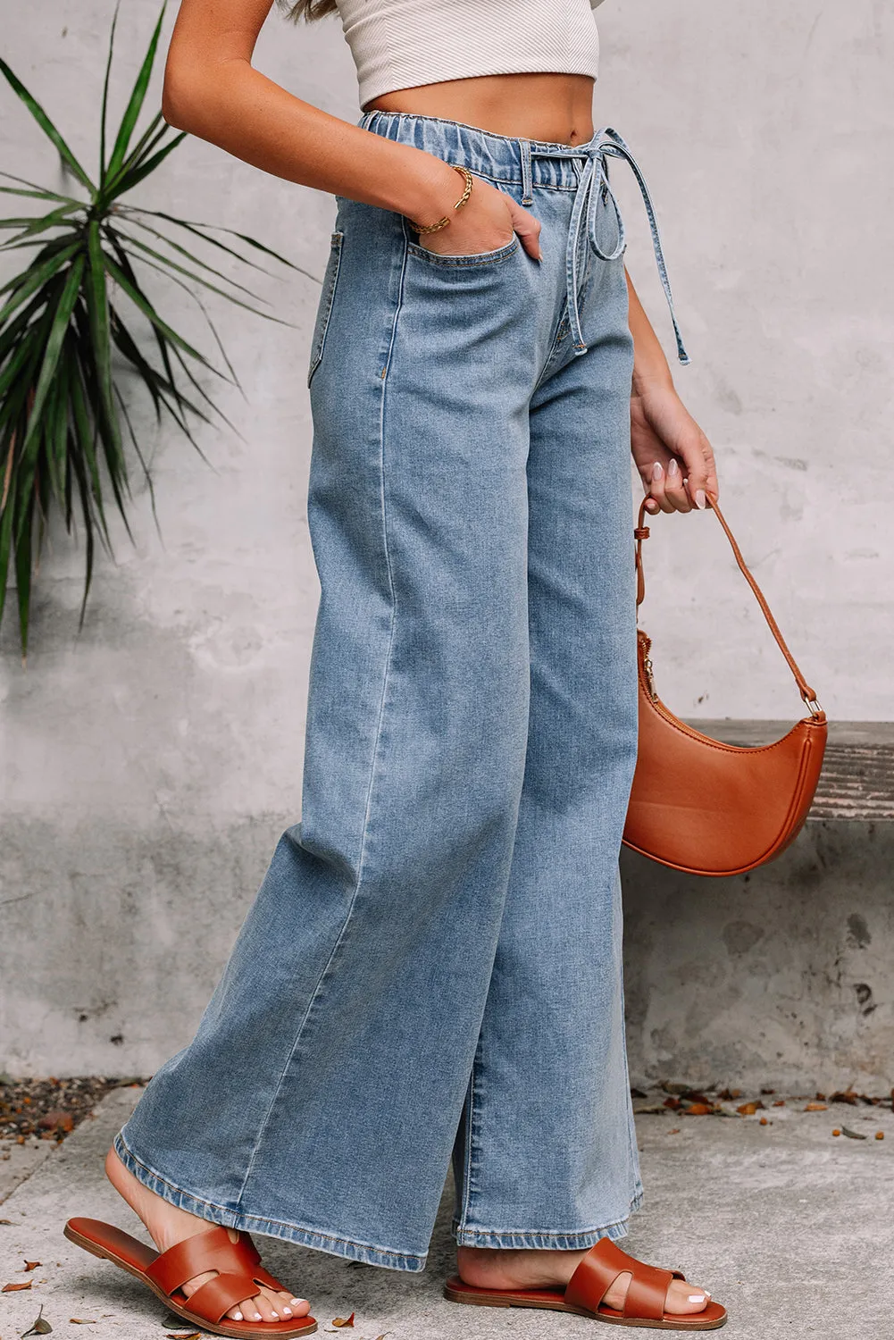 Zoe Medium Wash Super Wide Leg Denim Pants sold by Threaded Pear product image thumbnail 3