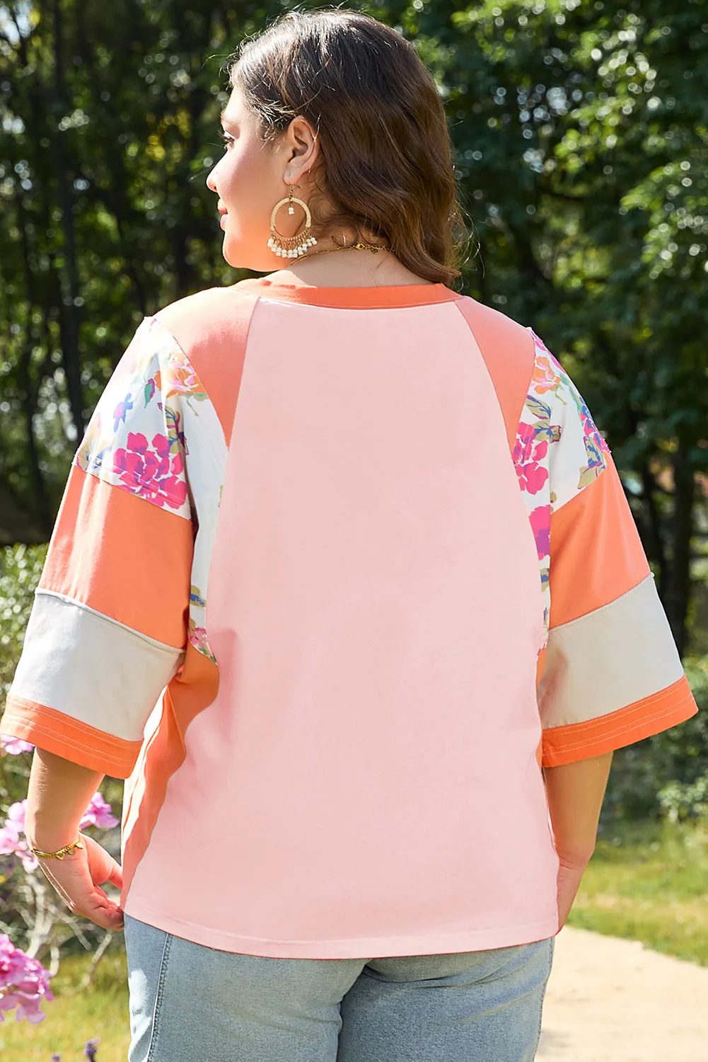 Selah Plus Size Floral Raglan Half Sleeve Top sold by Threaded Pear product image thumbnail 2