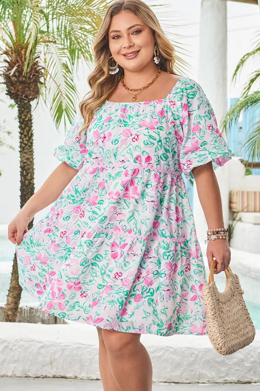 Lucille Plus Size Floral Ric-rac Trim Dress sold by Threaded Pear