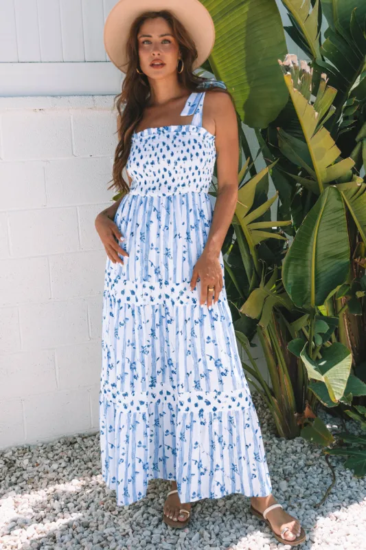 Lily Floral Smocked Tiered Maxi Dress made by Threaded Pear