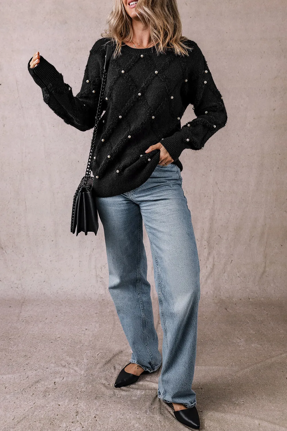 Valerie Pearl Embellished Rhombus Pattern Sweater sold by Threaded Pear product image thumbnail 5