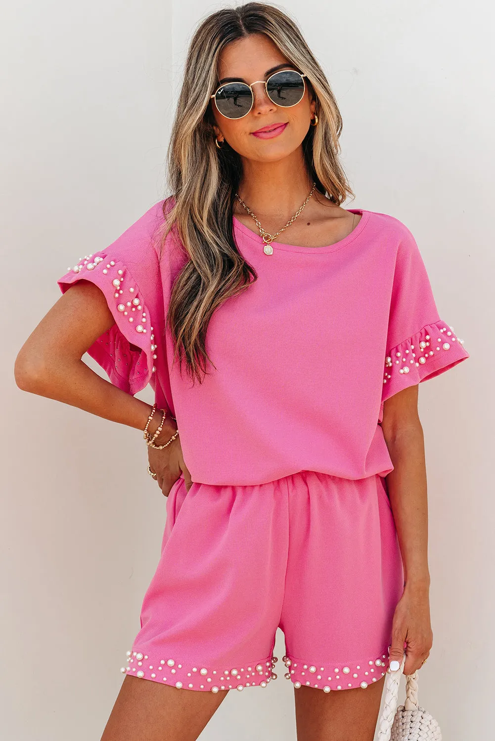 Honey Textured Pearled Ruffle Sleeve 2 Piece Set sold by Threaded Pear