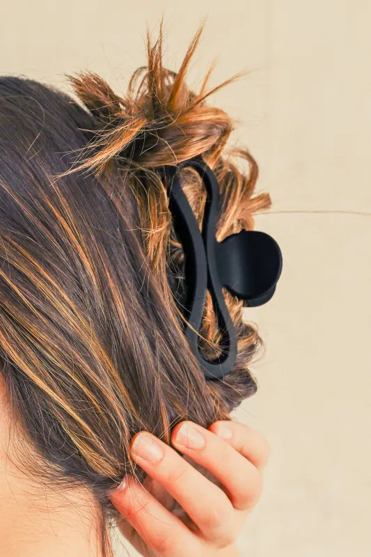 Black Wave Shape Matte Hair Claw Clip sold by Threaded Pear