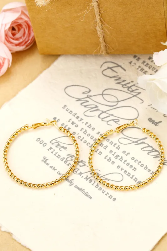 Gold Twisted Large Hoop Earrings sold by Threaded Pear