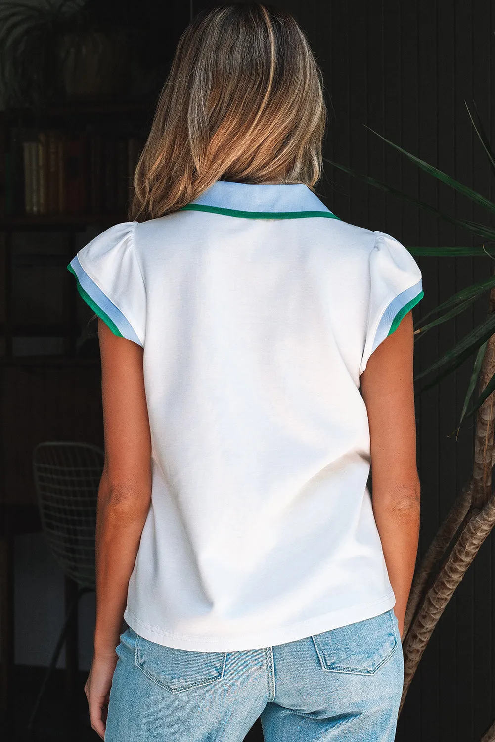 Candace Ruffled Sleeve Collared Blouse sold by Threaded Pear product image thumbnail 2