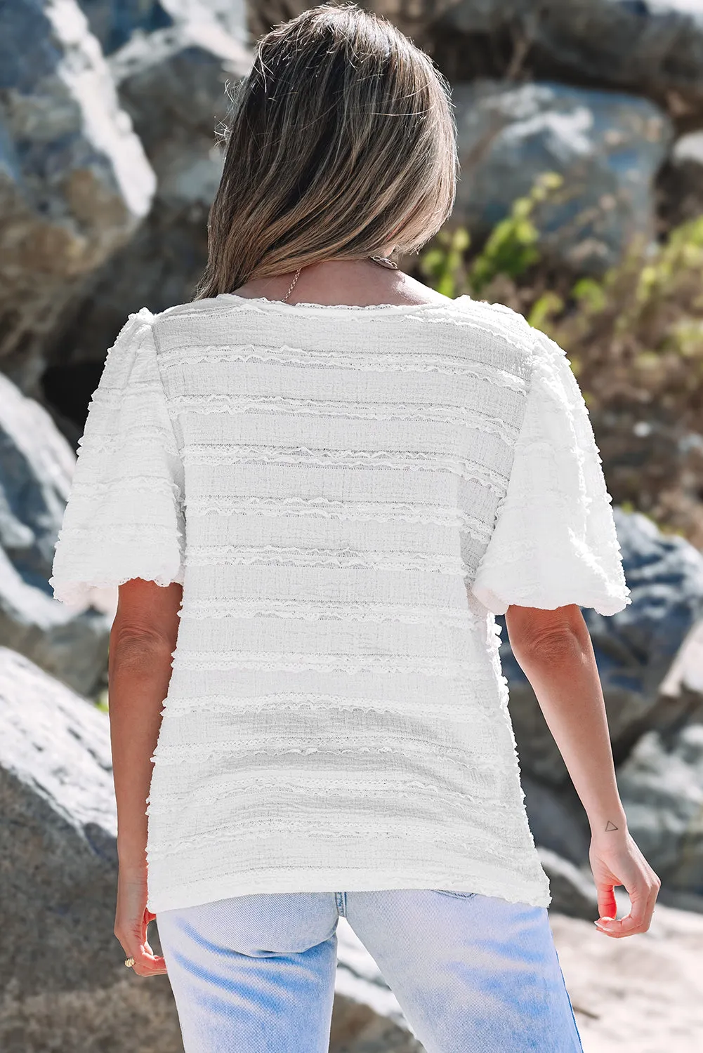 Luella Frilled Lace Trim Bubble Sleeve Blouse sold by Threaded Pear product image thumbnail 2