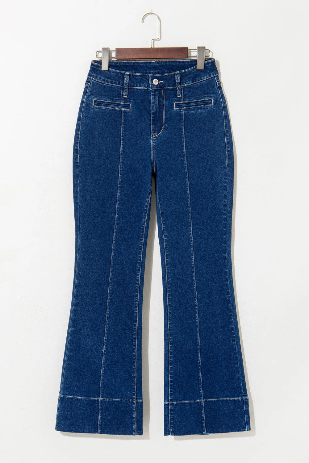 Ayleen Center Seam Deep Wash Straight Jeans sold by Threaded Pear product image thumbnail 4