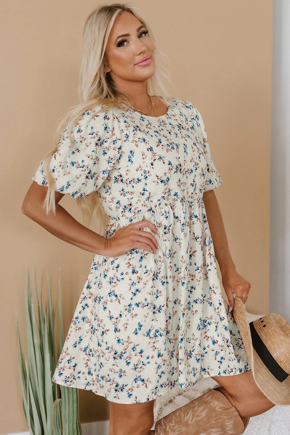 Kimber Floral Puff Short Sleeve Dress sold by Threaded Pear product image thumbnail 4