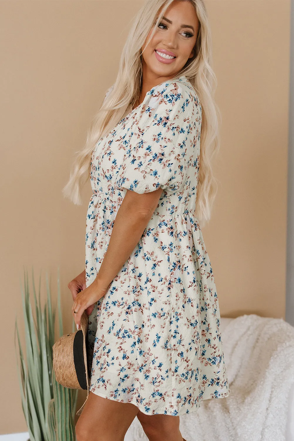 Kimber Floral Puff Short Sleeve Dress sold by Threaded Pear product image thumbnail 3