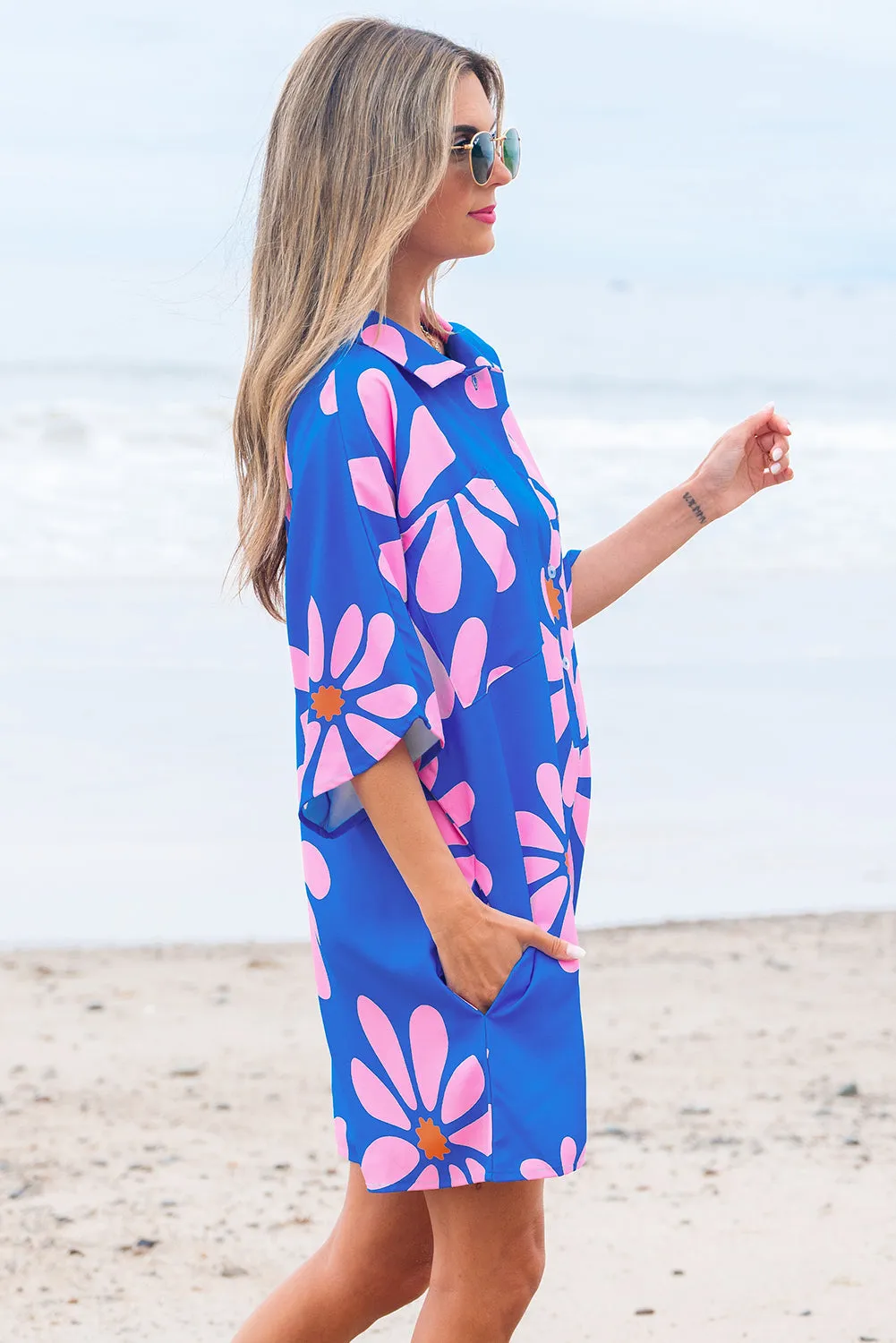 Ailany Flower Collar Button Front Loose Romper sold by Threaded Pear product image thumbnail 3