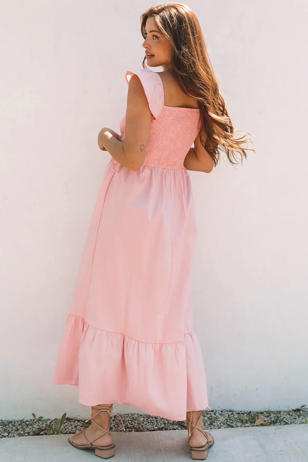 Ashlyn Flutter Sleeve Smocked Bodice Maxi Dress sold by Threaded Pear product image thumbnail 2